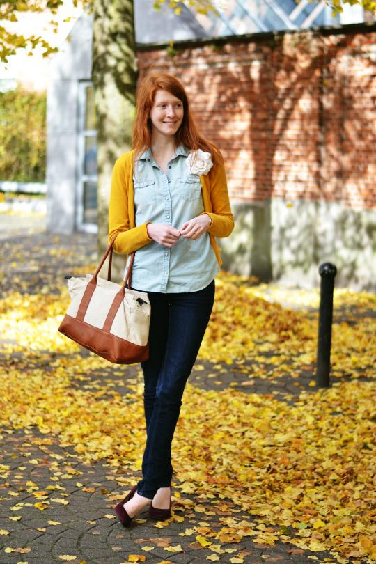 I had to… My cardigan matched the leaves