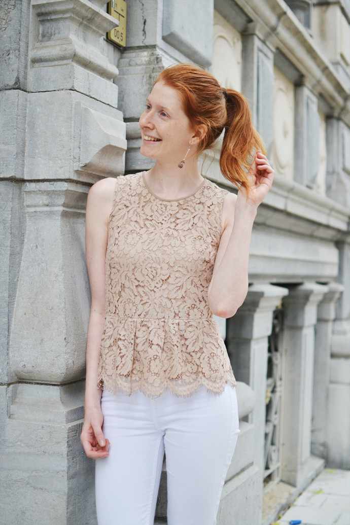 J crew lace store peplum top