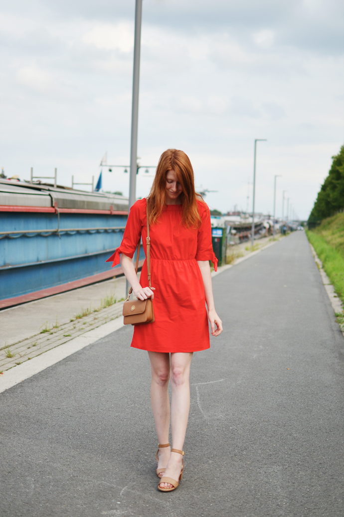 Redhead wearing red