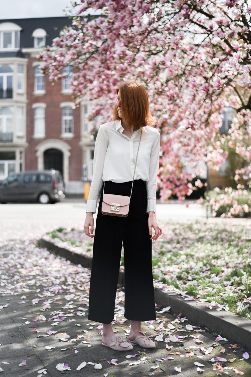 Black culottes outfit