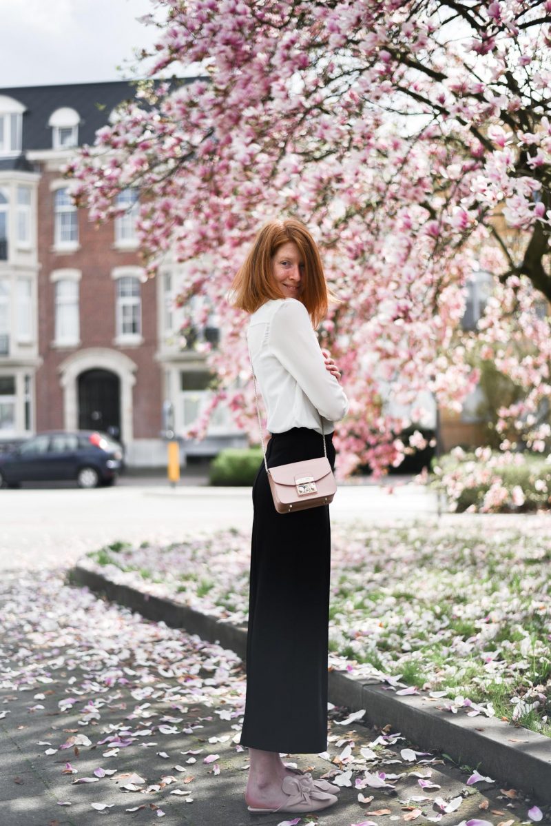 Black culottes outfit