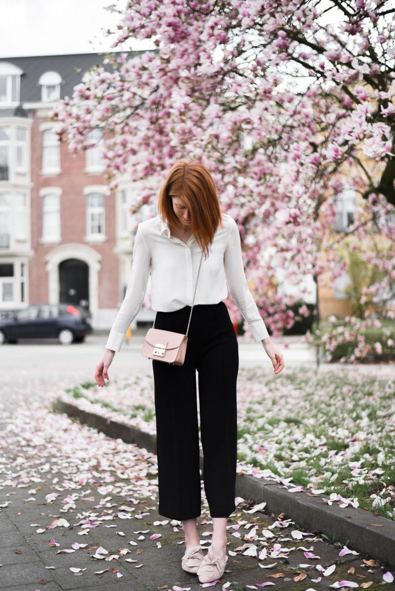 Black and 2024 white culottes outfit