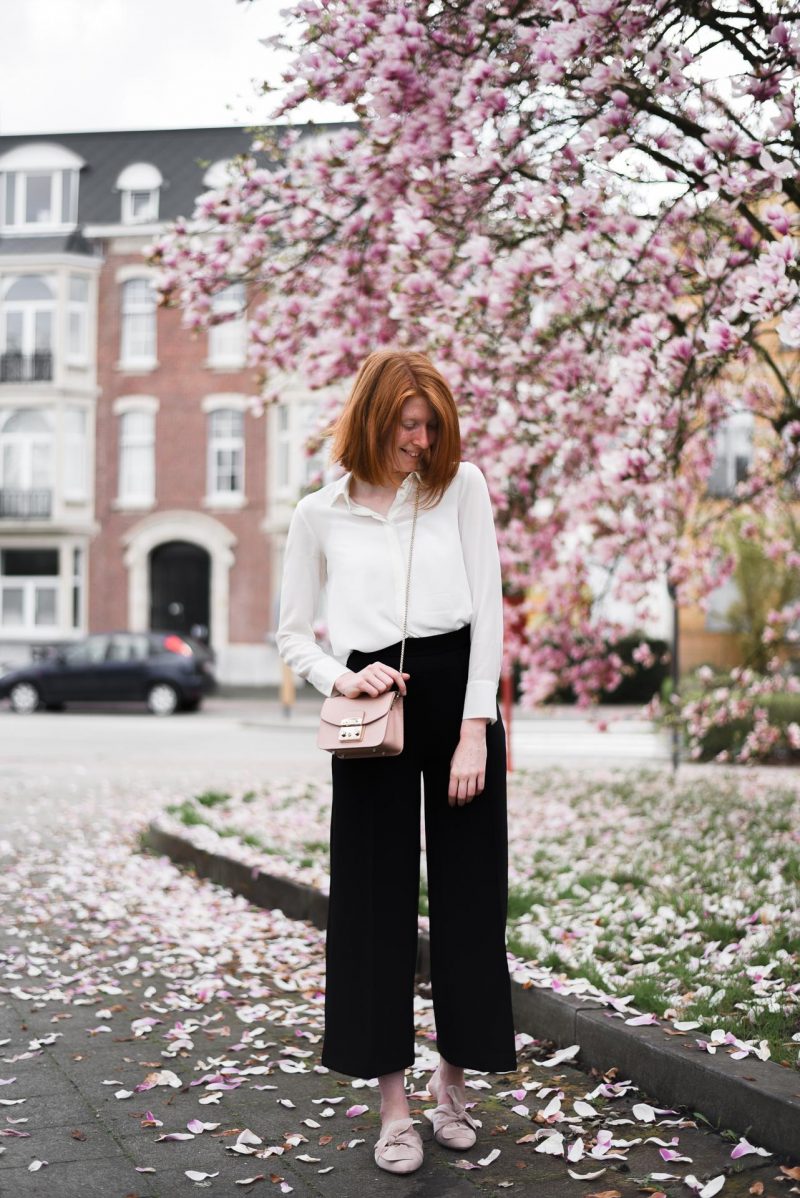 Black culottes outfit