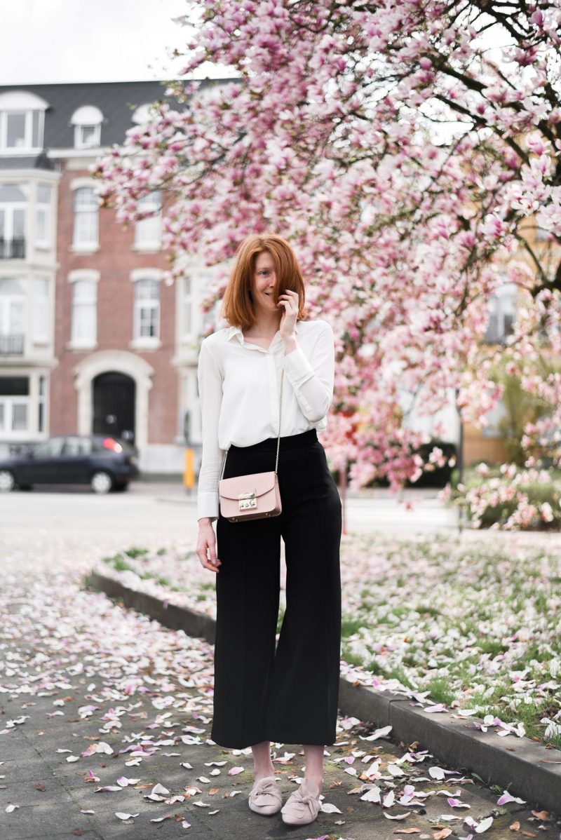 Black culottes outfit