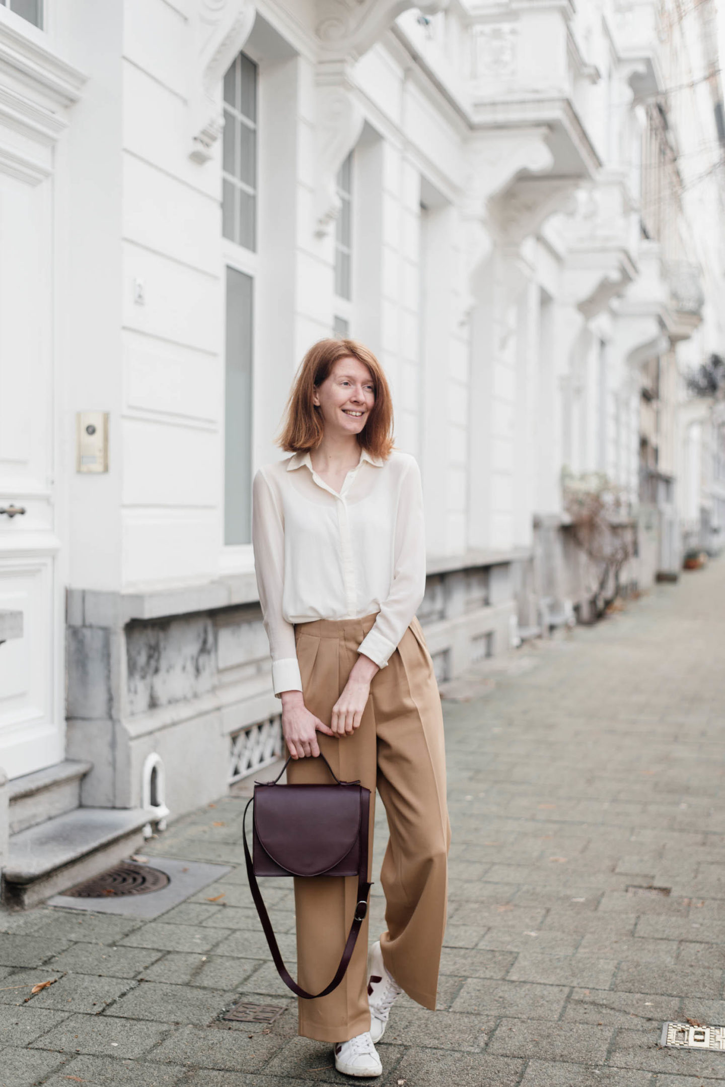 casual summer outfit wide leg trousers cropped top cardigan white sneakers  YESMISSY - YesMissy