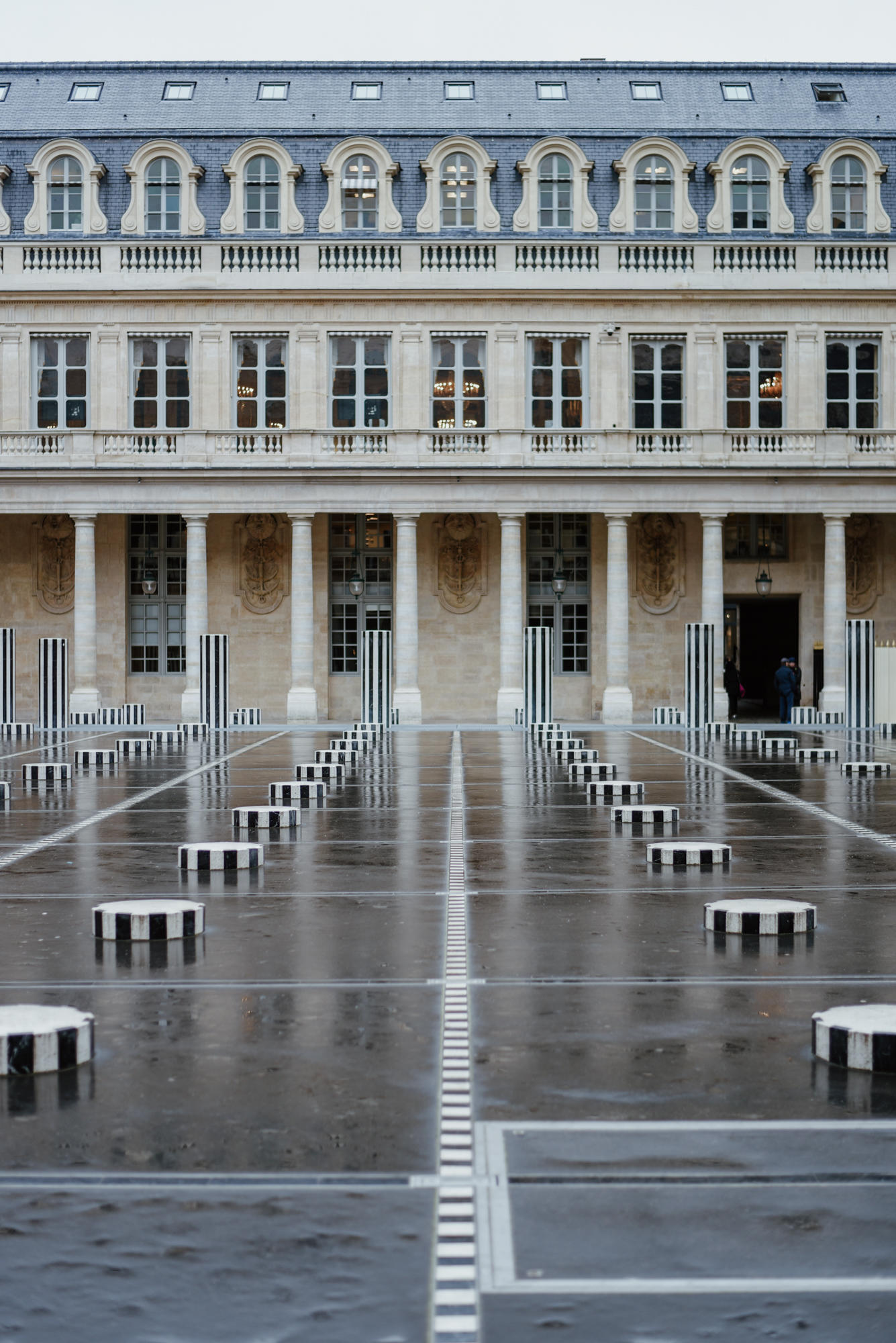 Les Deux Plateaux Colonnes de Buren at Palais Royal in Paris