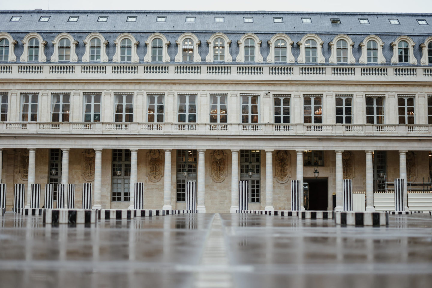 Les Deux Plateaux Colonnes de Buren at Palais Royal in Paris