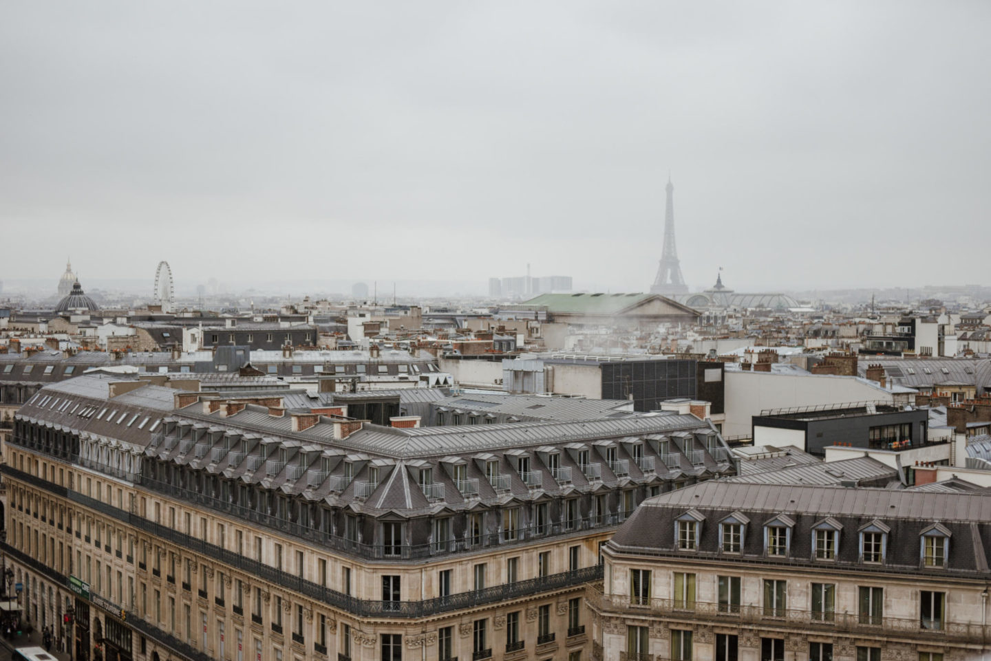 Rooftop view with eiffel tower from galleries lafayette