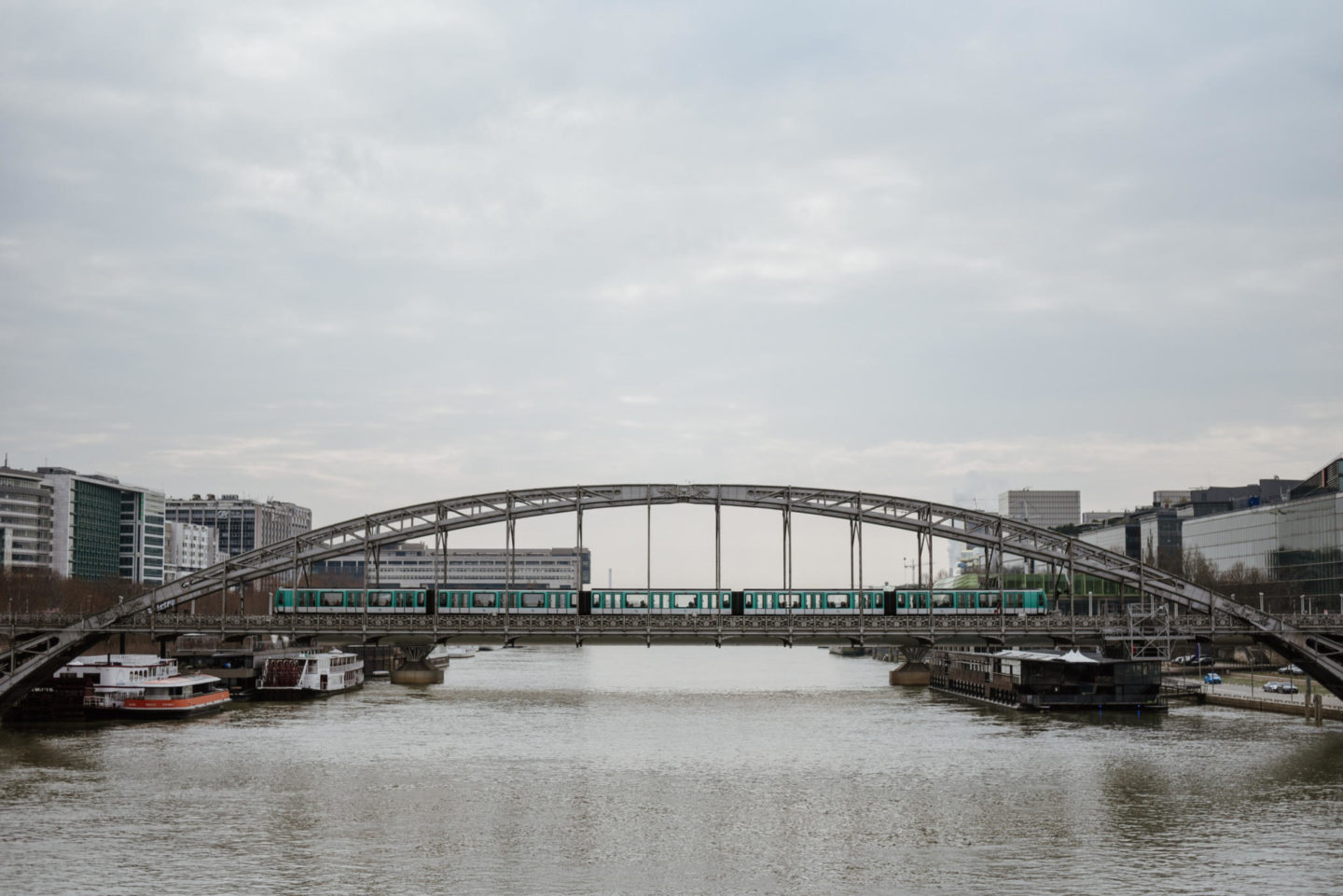 bridge with metro train in paris