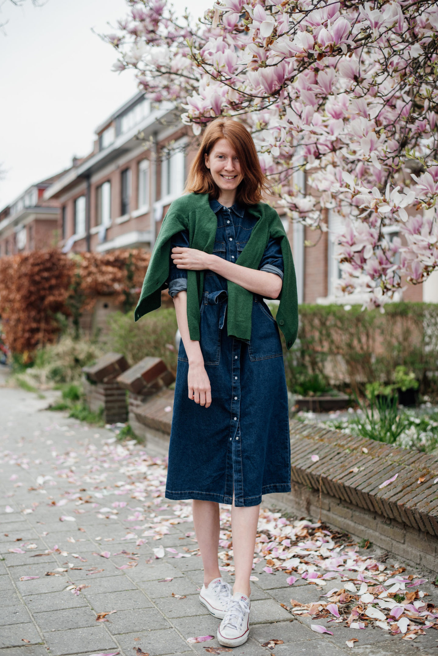 Blue denim clearance dress outfit