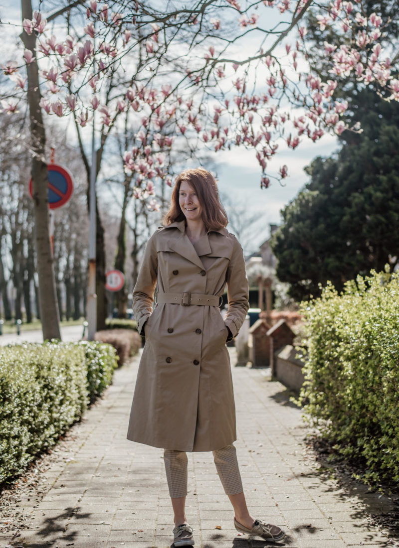 women's outfit with trench coat